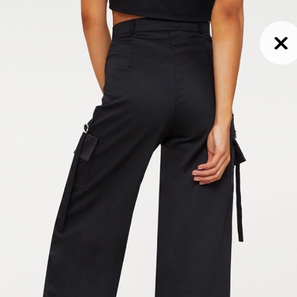 Black Cargo Wide Leg Trousers - Picture 3 of 8